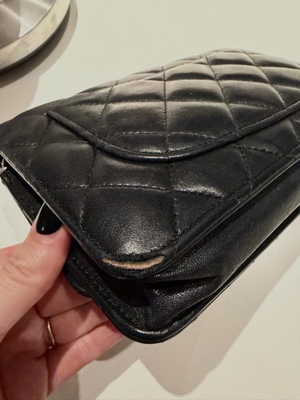 Chanel Quilted Black Lambskin Wallet On Chain, SHW - Picture 6 of 6